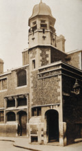 The church of St Bartholomew the Great and surrounding area; exterior view of the schools rebuilt... Creator: Rev CF Fison.