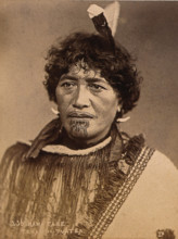 New Zealand: a Maori chief, 19th century. Creator: Pulman Photo.