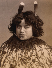 New Zealand: a Maori woman, 19th century. Creator: Pulman Photo.
