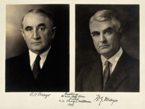 Charles Horace Mayo and William James Mayo. Photograph presented to Sir Henry Wellcome, 1934. Creator: Unknown.