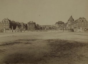 General view of the front façade, Palace of Versailles, between 1870-1890. Creator: Unknown.