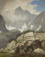 Rock Refuge of Reverend Stolarczyk in the Tatra Mountains, 1876. Creator: Walery Eljasz Radzikowski.