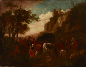 Cavalcade of Horsemen and a Herd of Cattle, 18th century. Creator: Unknown.