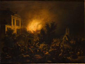 Fire in the City-Palace in the Fire, between 1654-1664. Creator: Egbert van der Poel.