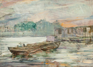 Barges on the Seine, 1893. Creator: Stanislaw Wyspianski.