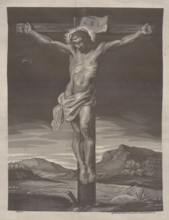 Woven picture-Christ on the Cross, 1st half of 19th century. Creator: Bonnart et Cie Verzier.