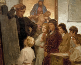 Village School at Wróblewice, 1865. Creator: Artur Grottger.