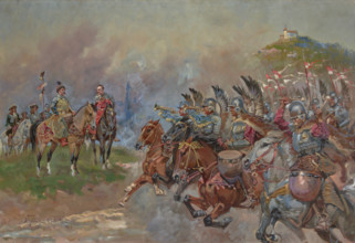 Polish Hussars Parading in Front of King John III Sobieski, 1924. Creator: Wojciech Kossak.