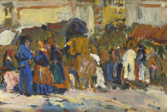 In Front of Saint George's in Lviv (Sketch), 1907. Creator: Fryderyk Pautsch.
