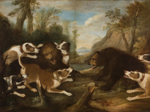 Dogs Fighting with Bears, 1st quarter of 18th century. Creator: Joseph Anton Harzath.