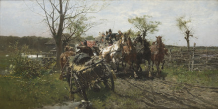 Meeting on a Bridge, 1884. Creator: Jozef Brandt.