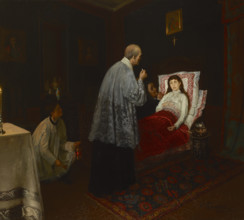 Communion of a Sick Woman, 1888. Creator: Wincenty Trojanowski.