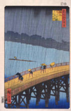 'Sudden Shower Over Shin-Ohashi Bridge and Ataker', after 1856.  Creator: Ando Hiroshige.