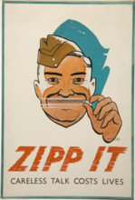 'Zipp it. Careless Talk Costs Lives', poster, World War II, c1939-c1945. Creator: Radcliffe.
