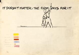 'It doesn't matter the firm pays for it', British poster advocating fuel economy, WWII, c1939-c1945. Creator: Cyril Kenneth Bird.