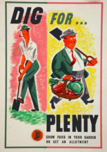 'Lend A Hand On The Land - Dig For Plenty', World War II poster, c1939-c1945. Creator: Ban.