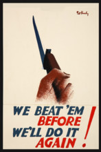 'We beat 'em before. We'll do it again!', World War II poster, between 1939 and 1946. Creators: Central Office of Information, Patrick Keely.