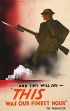 'And they will say - "This was our finest hour" The PriMinster', WWII poster, between 1939 & 1946. Creators: Central Office of Information, Patrick Keely.