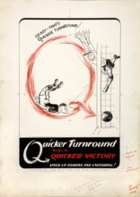 'Quicker turnround helps to quicker victory. Speed up,,,', WWII poster, between 1939 and 1946. Creators: Central Office of Information, Unknown.