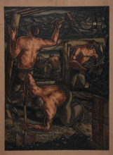 Industrial Coal mine scene, between 1939 and 1946. Creators: Central Office of Information, George Bissill.