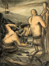 Industrial Coal mine scene, between 1939 and 1946. Creators: Central Office of Information, George Bissill.