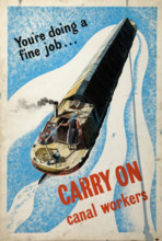 'You're doing a fine job...carry on, canal workers', World War II poster, between 1939 and 1946. Creators: Central Office of Information, Unknown.