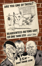 'Are you one of these? 80 Absentees - 80 tons lost or...', WWII poster, between 1939 and 1946. Creators: Central Office of Information, John T Roe.