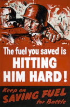 'The fuel you saved is hitting him hard!... between 1939 and 1946. Creators: Central Office of Information, Clive Uptton.