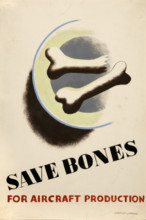 'Save bones for aircraft production', World War II poster, between 1939 and 1946. Creators: Central Office of Information, Tom Eckersley, Eric Lombers.