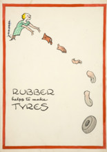 Salvage: 'Rubber helps to make tyres', World War II poster, between 1939 and 1946. Creators: Central Office of Information, Cyril Kenneth Bird.