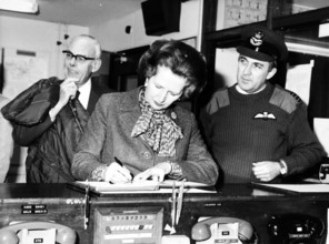 Margaret and Denis Thatcher on a visit to Northern Ireland, 23 December 1982. Creators: Central Office of Information, Unknown.