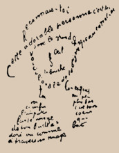 Calligram: "Reconnais-toi", poem to Louise de Coligny-Chatillon, February 9, 1915, 1918. Creator: Apollinaire, Guillaume (1880-1918).