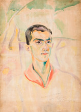 Portrait of the choreographer and ballet dancer Léonide Massine (1896-1979), 1918. Creator: Delaunay, Robert (1885-1941).