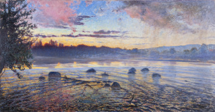 Evening at Motala ström, 1894. Creator: Fahlcrantz, Axel (1851-1925).