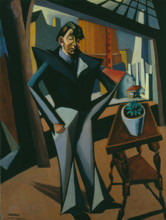 Man Standing at a Window, 1922. Creator: Tihanyi, Lajos (1885-1938).
