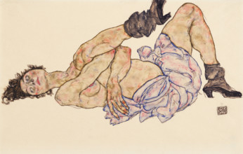 Reclining female nude, 1917. Creator: Schiele, Egon (1890-1918).