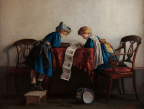 Children with a spelling book, 1869. Creator: Cornish, Giacomo (1837-1910).
