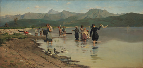 Lavandaie a Torre del lago (Washerwomen at Torre del Lago), 1880. Creator: Cecconi, Eugenio (1842-1903).