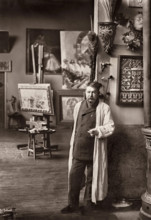 Joaquín Sorolla in his studio in Madrid, c1906. Creator: Franzen y Nissen, Christian (1863-1923).