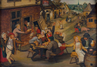 Peasants Making Merry outside a Tavern "The Swan", 1625-1630. Creator: Brueghel, Pieter, the Younger (1564-1638).
