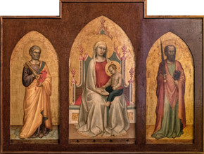 Madonna and Child Reading, between Saints Peter and Paul, First Half of 14th cen.. Creator: Daddi, Bernardo (1290-1350).