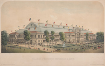Palais de l'exposition universelle à Paris (Le palais de l'Industrie à Paris). Creator: Petit, Victor (1817-1871).