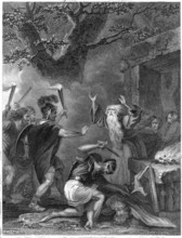 The massacre of the Druids under the command of Julius Caesar, 1838. Creator: Rogers, John (ca 1808-ca 1888).