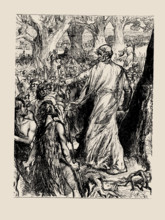 The Druids Inciting the Britons to Oppose the Landing of the Romans. Creator: Ricketts, Charles (1866-1931).