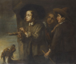 Three boys lighting a stick of gunpowder, 17th century. Creator: Cossiers, Jan, (Circle) (1600-1671).