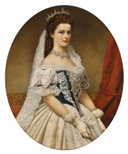 Portrait of Elisabeth of Bavaria in Hungarian coronation dress with the rose diadem, 1867. Creator: Raab, Georg Martin Ignaz (1821-1885).