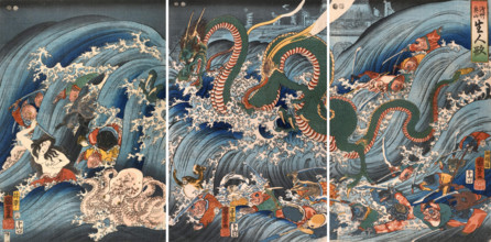 Ryugu Tamatori Hime no su (Recovering the Stolen Jewel from the Palace of the Dragon King), 1853. Creator: Kuniyoshi, Utagawa (1797-1861).