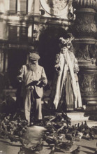 Claude Monet and his second wife Alice Hoschedé Monet in St. Mark's Square, Venice, 1908. Creator: Anonymous.