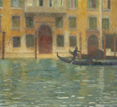 Two gondolas in front of a Venetian palace, c1910. Creator: Martin, Henri (1860-1943).