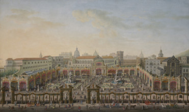 Naples, Piazza Trieste e Trento viewed from a balcony of the Palazzo Reale, 1763. Creator: Joli, Antonio (1700-1777).